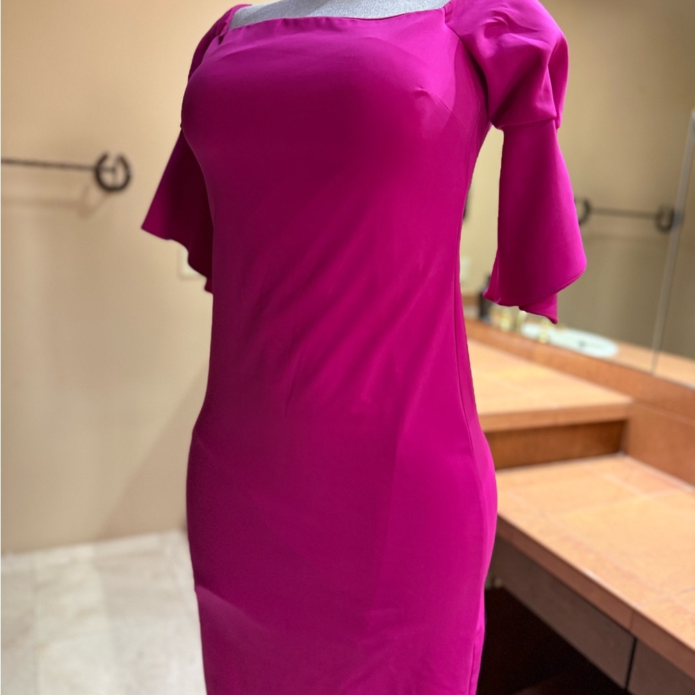 Laundry By Shelli Segal Fuchsia Long Sleeve Dress